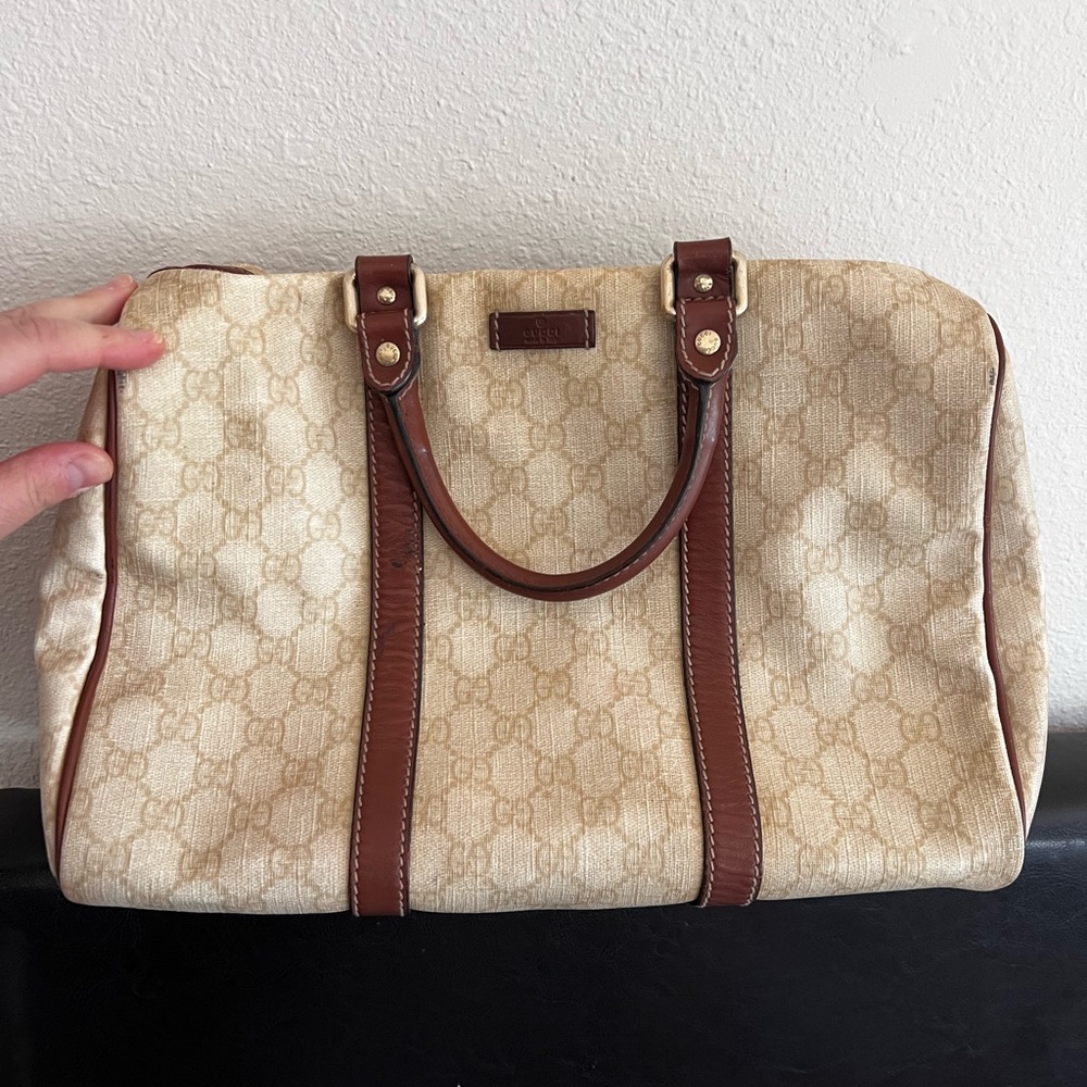 Gucci Cream and Brown monogram Boston tote